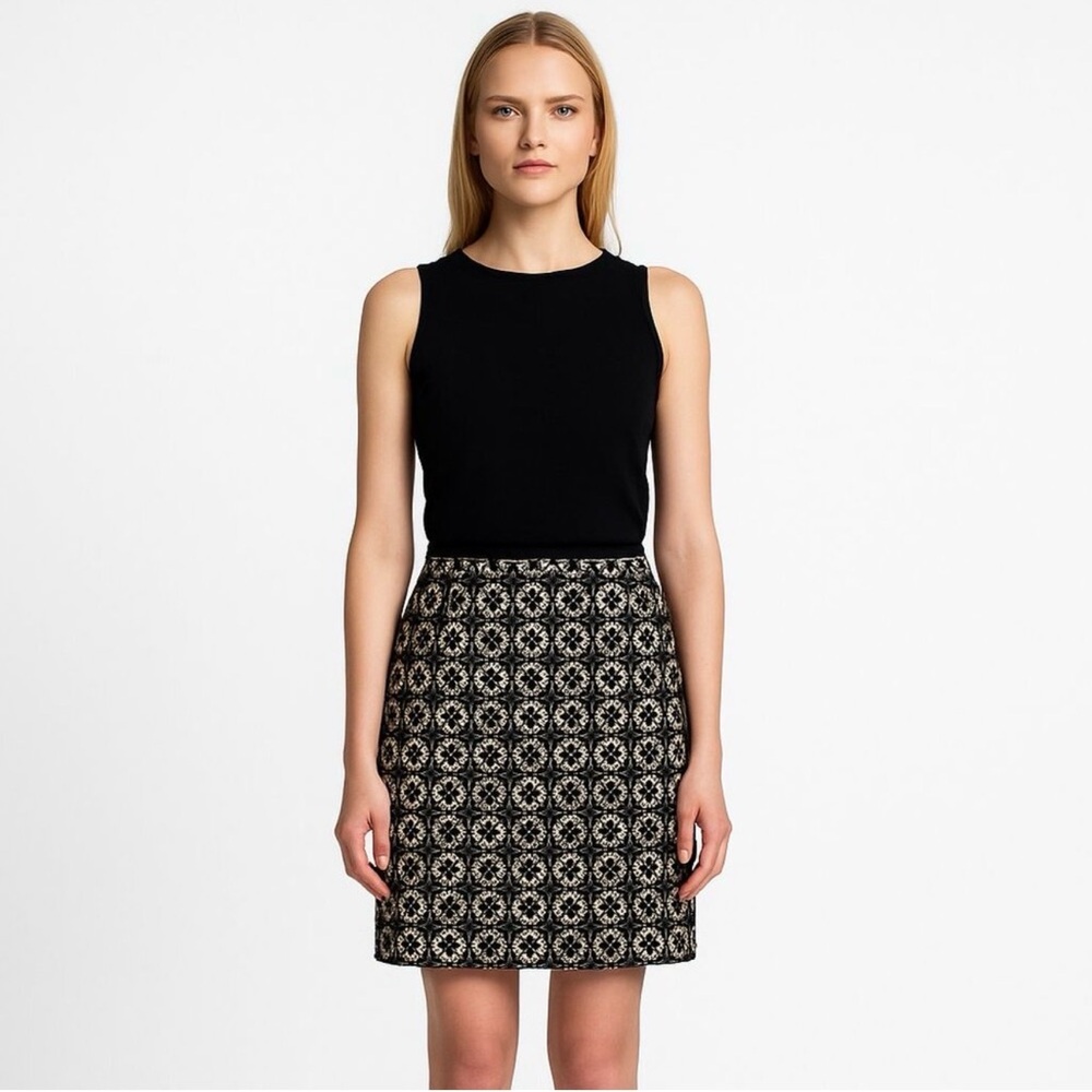 M.S.S.P. Black Gold Metallic Brocade‎ Pencil Skirt Womens Size 8 NEW
